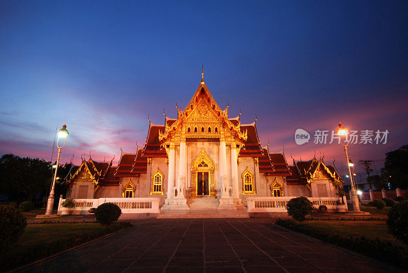 亚洲，大理石寺庙(Wat Benchamabophit)，曼谷，泰国。